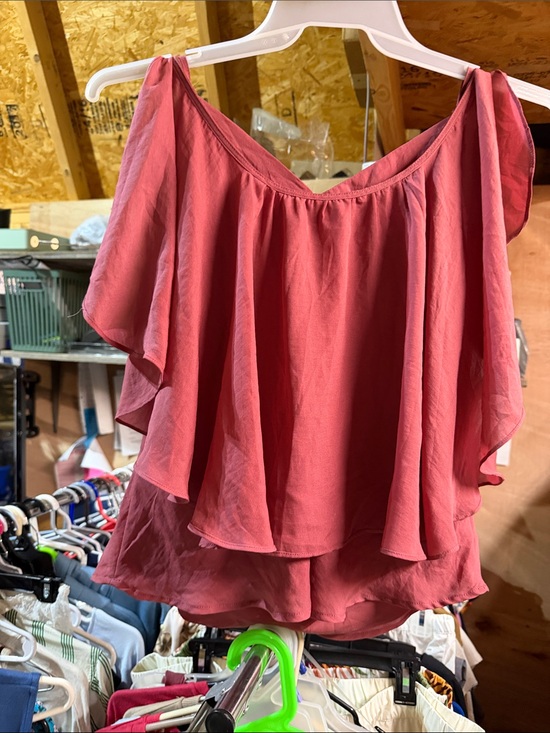 Future Collective Tops - Cold-Shoulder Ruffle Camisole in Rose Pink